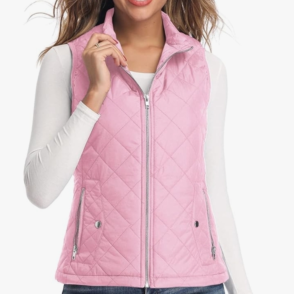 Women's Light Pink Quilted Vest